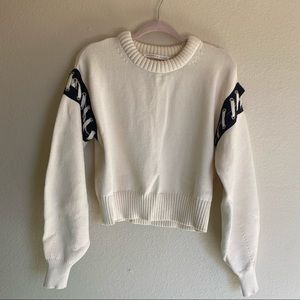 Veronica Beard Lace Up Cream Knit Sweater